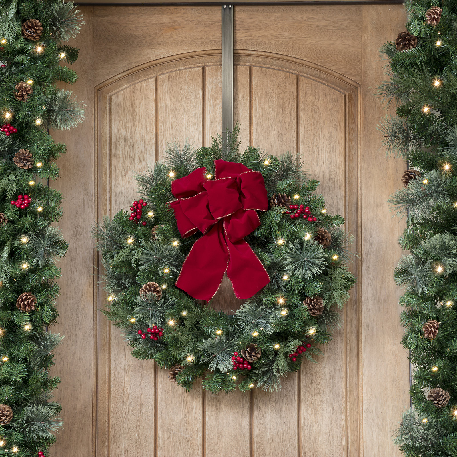 The Holiday Aisle® Adjustable Wreath Hanger, Brushed Nickel, 1