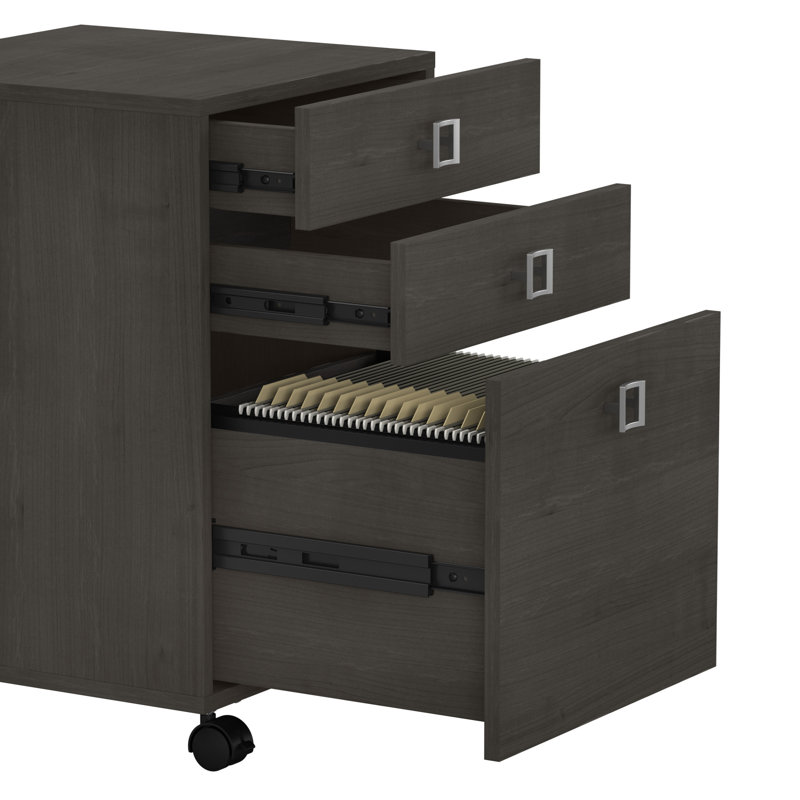 Echo 2 Piece Computer Desk Office Set, Charcoal Maple