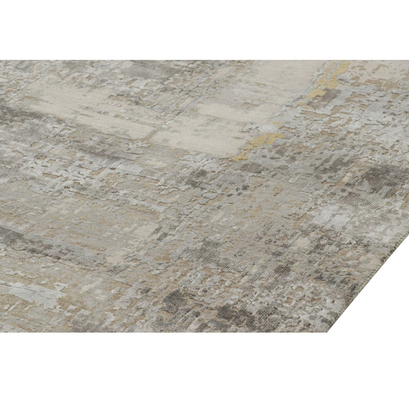 Modern Hand Knotted Area Rug, Rectangle 12" x 17"