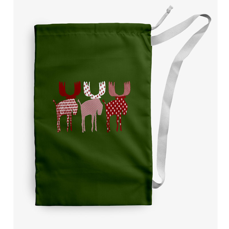 Sac à linge Merry Moose Christmas, Moyen (H 36 po x l 28 po), Vert