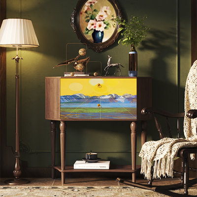 Solid Pine Wood Storage Cabinet with Drawers