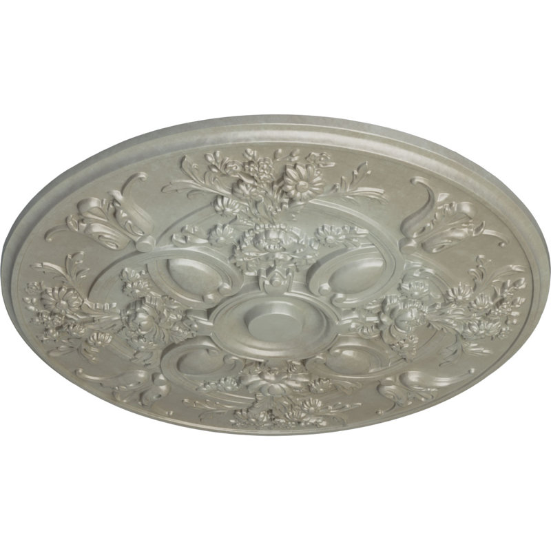 Médaillon de plafond Endurathane, l 30 1/2 po x H 20 po x P 1 1/2 po, finition cuivre patiné peint à la main, Doré Flash