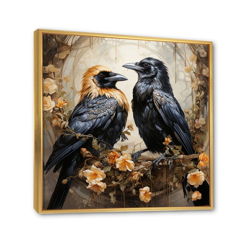 Blunton Crow Golden Regency II - impression, Cadre flottant doré, H 36 po x l 36 po x P 1,5 po
