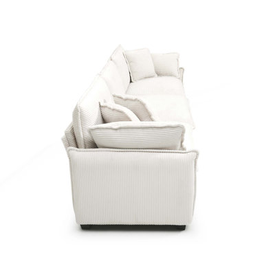 Canapé d'angle 3 places de style moderne du milieu du siècle avec 2 coussins d'accoudoirs et 3 coussins décoratifs