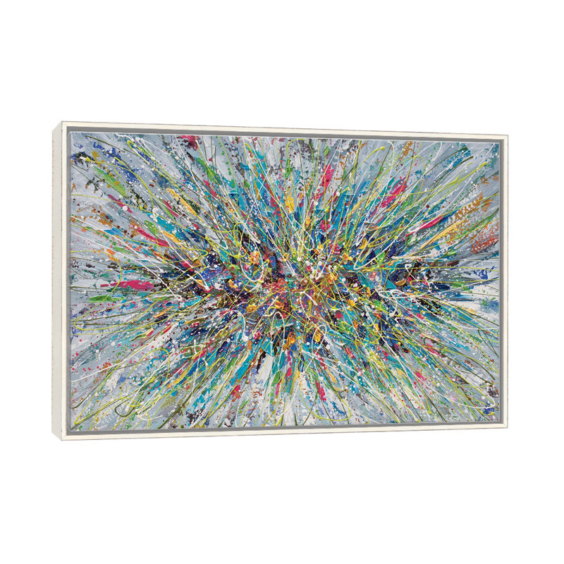 «Abstract Floral Bouquet», reproduction d'art murale encadrée, Blanc patiné, H 40 po x l 60 po