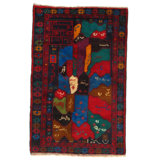 Afghan Baluch Wool Southwestern Area Rug in Red