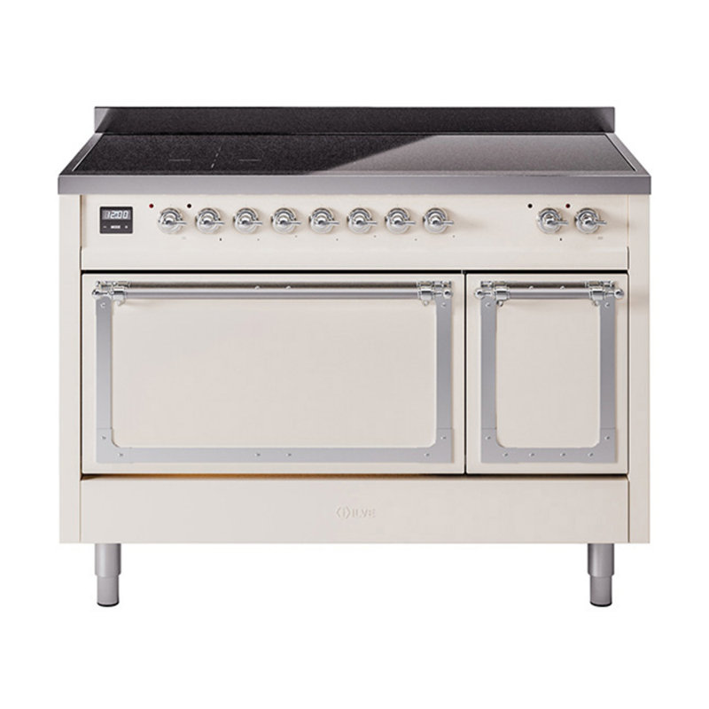 ILVE Nostalgie II Noblesse 48 in Induction Range, Antique White/Chrome