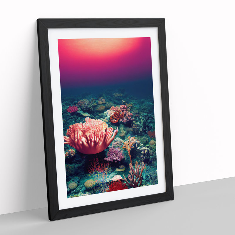 XV1022-1716X Coral Reef Floor - Single Picture Frame Print, Black, 64cm H x 46cm W