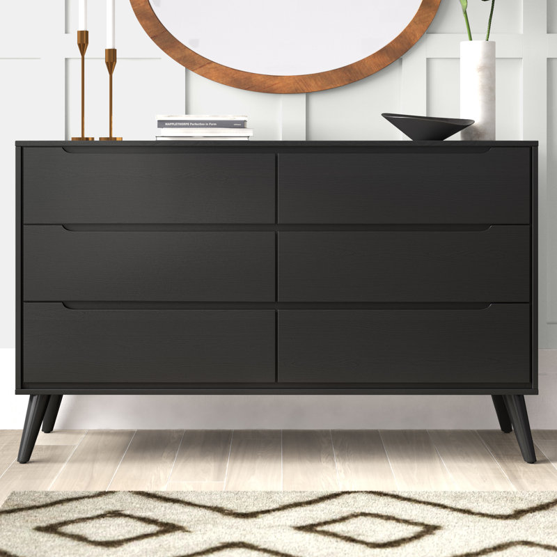 Stalter 58'' W 6 - Drawer Dresser, Black