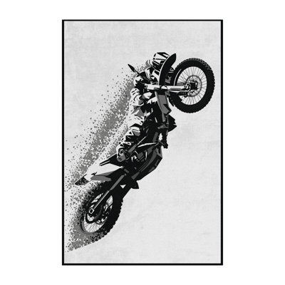 Machine Washable Aguilar Freestyle Motocross Trick Modern Geometric Rug in Blue – Black Binding