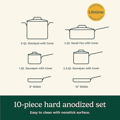 Cuisinart 10-Piece Non-Stick Pots and Pans Set, Black (DSA-10PIC)