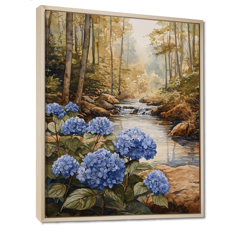 Décoration murale hydrangées de Giavona près de la rivière Forest III - Hortensias, H 20 po x l 12 po, Crème, crème