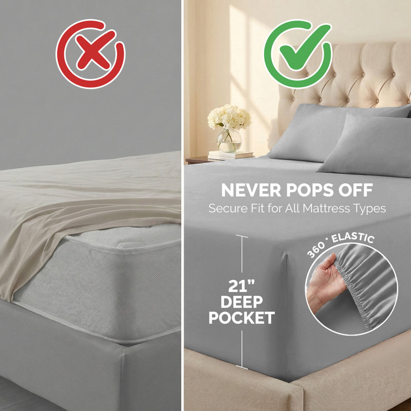 Vilano Springs Extra Deep Pocket Sheet Set, 6-Piece Ultra Soft Microfiber Sheets and Pillow Cases, Wrinkle Resistant, Easy Care
