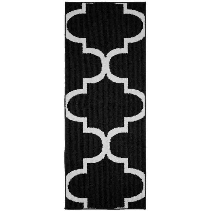 Tapis noir touffeté à motif géométrique Bathampton, Tapis de couloir 2 pi x 5 pi