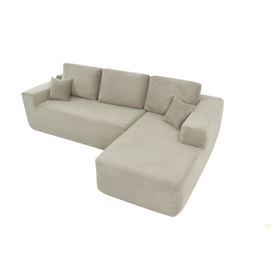 Canapé modulaire 105 po avec méridienne en L 105 po, canapé modulaire moderne avec assise profonde, canapé rembourré pour le salon et la chambre à coucher, aucun assemblage requis (tissu velours côtelé)