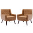 Jaqueze Upholstered Brown Faux Leather Tufted Square Arm Accent chair