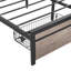 Lit plateforme en métal avec fonction de rangement - doublure, aucun sommier requis, sous-espace, facile à assembler et stable, tête de lit et plateforme rembourrées de style moderne noir et gris de 84,28 po de long,