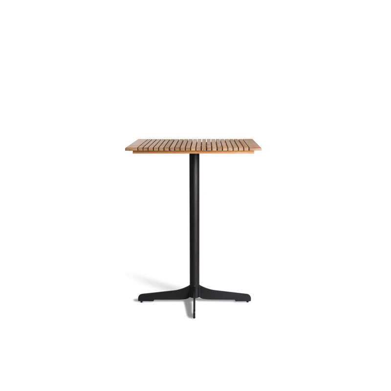 Ceru Square Metal Outdoor Bar Table , 27.5'' in. W 27.5'' in. D, Anthracite, Teak
