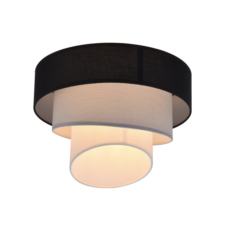 1 -Light E27 Ceiling Light - Modern Black Fabric Shade