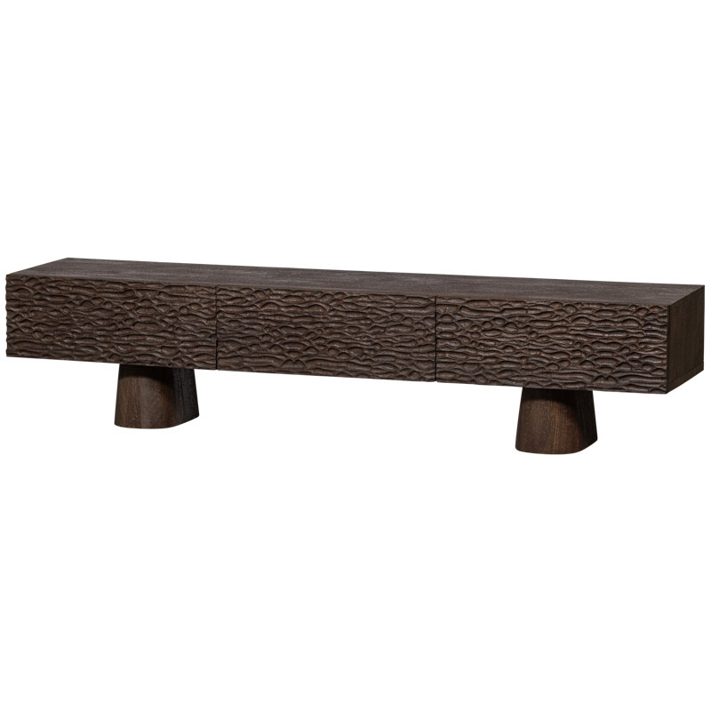 Crumble Carved Tv Unit Mango Wood Walnut
