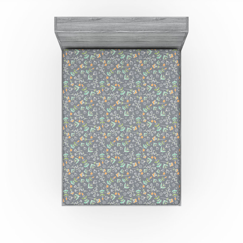 Ensemble de 2 draps-housse dégradés Ambesonne bleu sarcelle très clair bleu pâle et blanc, Bleu-mauve, vert menthe / floral