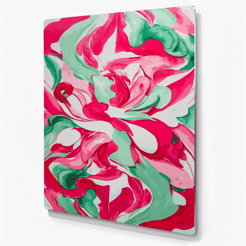 Abstrait aquarelle 50, art mural en métal rouge