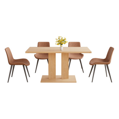 Louisette 46'' Modern Dining Kitchen Table with and 4 Dining Chairs Set