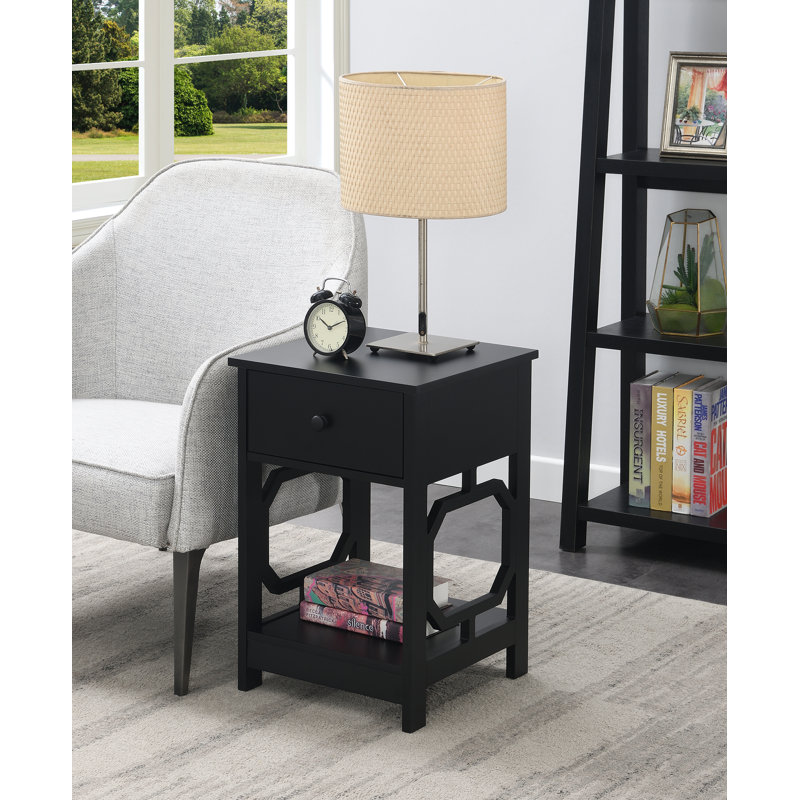 Gerde End Table with Storage, Black