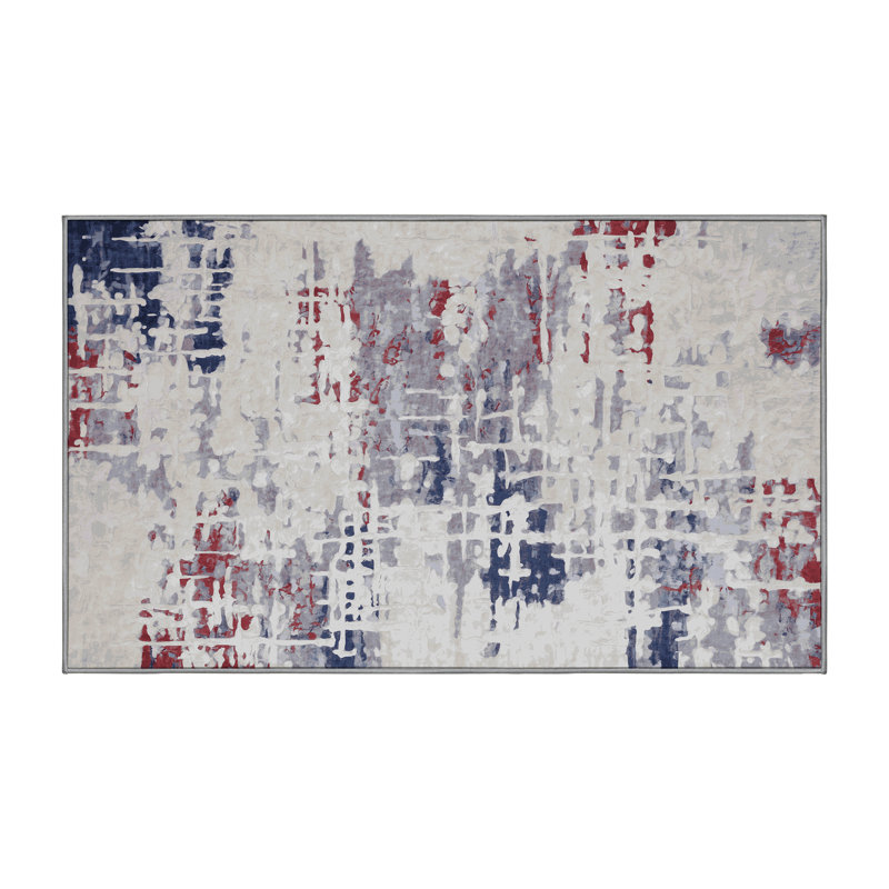 Tapis gris lavable à la machine, Rectangle de 5 pi x 8 pi