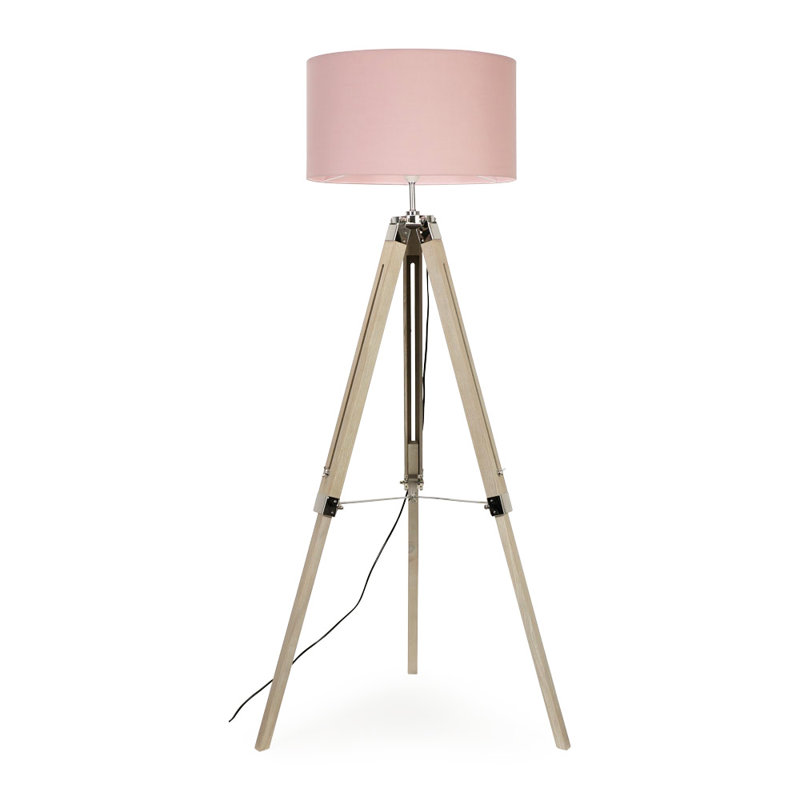 127.5cm Tripod Floor Lamp, Pink, Light Brown