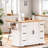 56 Inch Kitchen Island with Drop Leaf, Power Outlet, Shelves, and Drawers, Perfect for Modern Kitchens and Dining Rooms-171134947