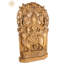 Sculpture de dieu du sud de la sculpture sur bois du temple de l'Inde du Sud avec Vidyharharas, sculpture murale de style indou de 38 po pour salon et espace de méditation