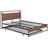 Full Size Metal Platform Bed Having Trundle, Ports, And Slat Support. Black. Strong No Box Spring Required For Bedroom Furniture Style Decoration Design Robust Space-1754935086-1754935057
