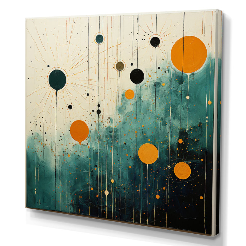 Colourful Mid Century Minimalist Oasis III - Abstract Collages Canvas Prints, Toile tendue, H 24 po x l 24 po x P 1 po