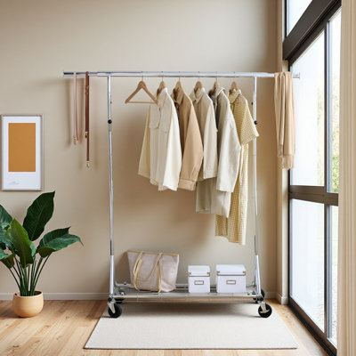 Clothes Rack Heavy Duty Clothing Rack 600LBS Rolling Clothes Racks For Hanging Clothes, Commercial Garment Rack Heavy Duty Clothes Rack Collapsible ＆ Portable Clothing Rack With Wheels