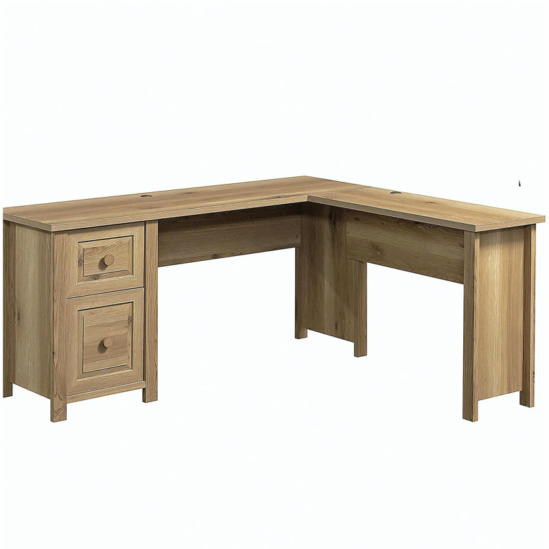Bureau en L avec surface épaisse de 1 pouce, finition brune