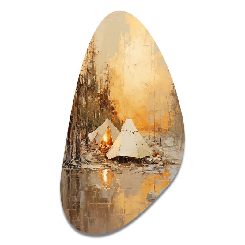 «Camping Tent Outdoor Adventure II», art mural asymétrique en métal, H 31 po x l 17 po