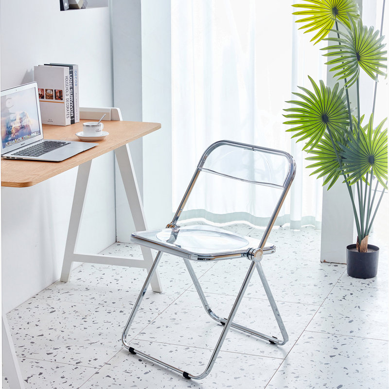 Chaise d'appoint avec structure en acier, plastique, Blanc