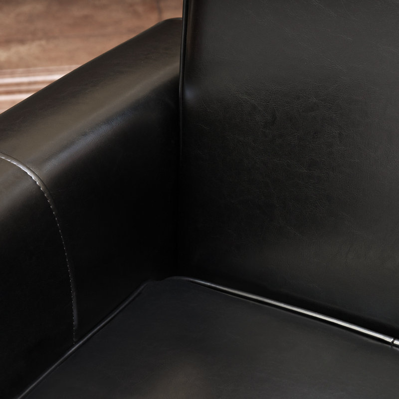 Leis Upholstered Club Chair, Faux Leather Black