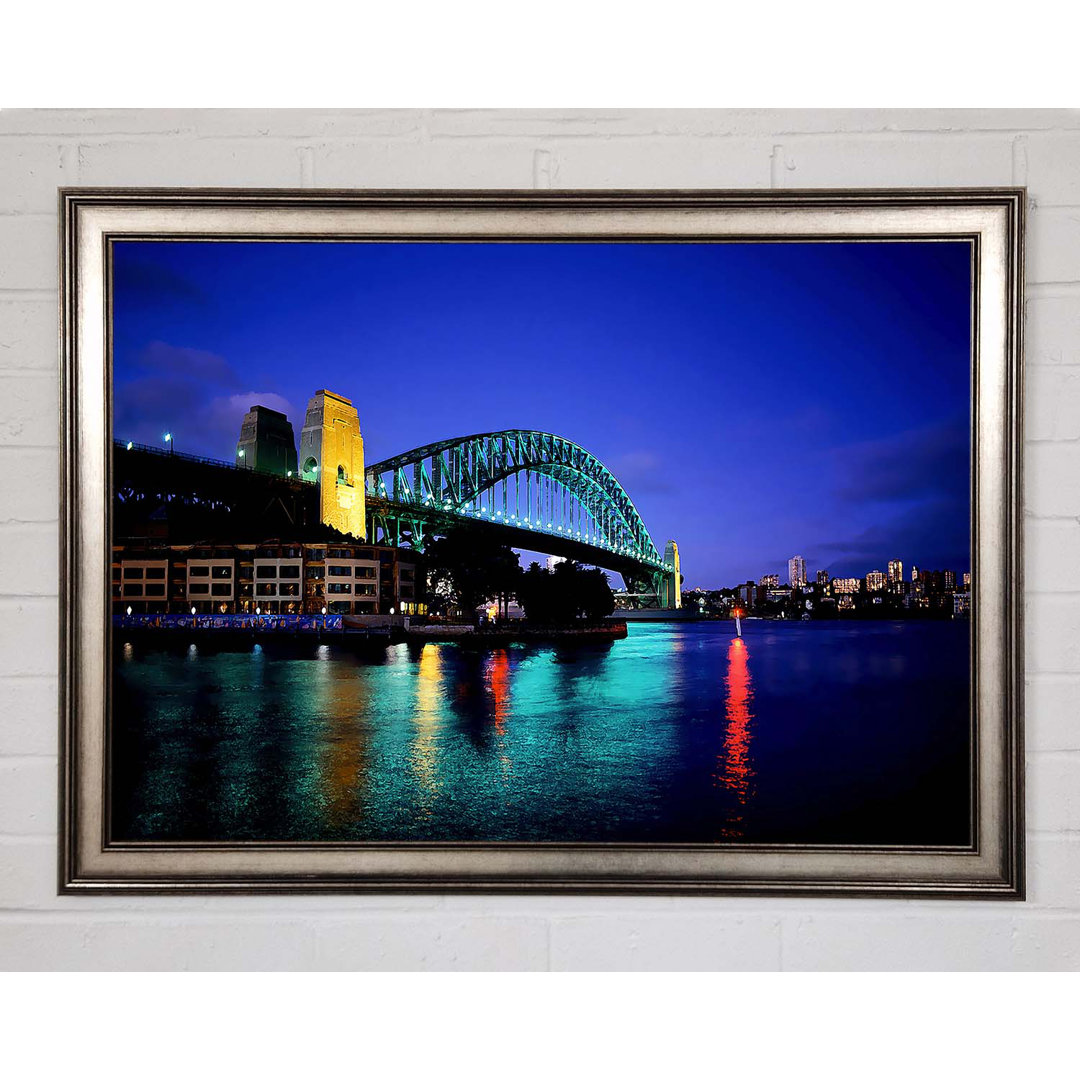 Gerahmtes Leinwandbild Sydney Harbour Bridge Blue Glow