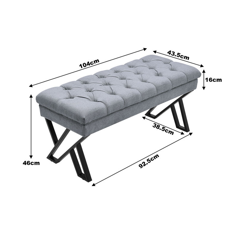 Maggielean Linen Upholstered Bench, Grey