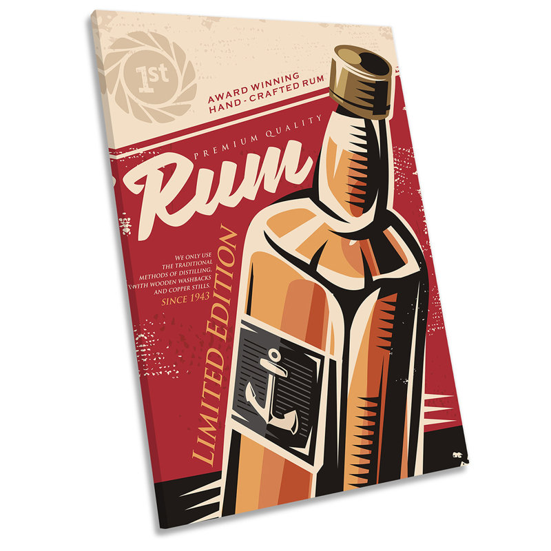 Rum Drink Bar Kitchen Red - Wrapped Canvas Print, 121.9cm H x 81.3cm W x 4cm D
