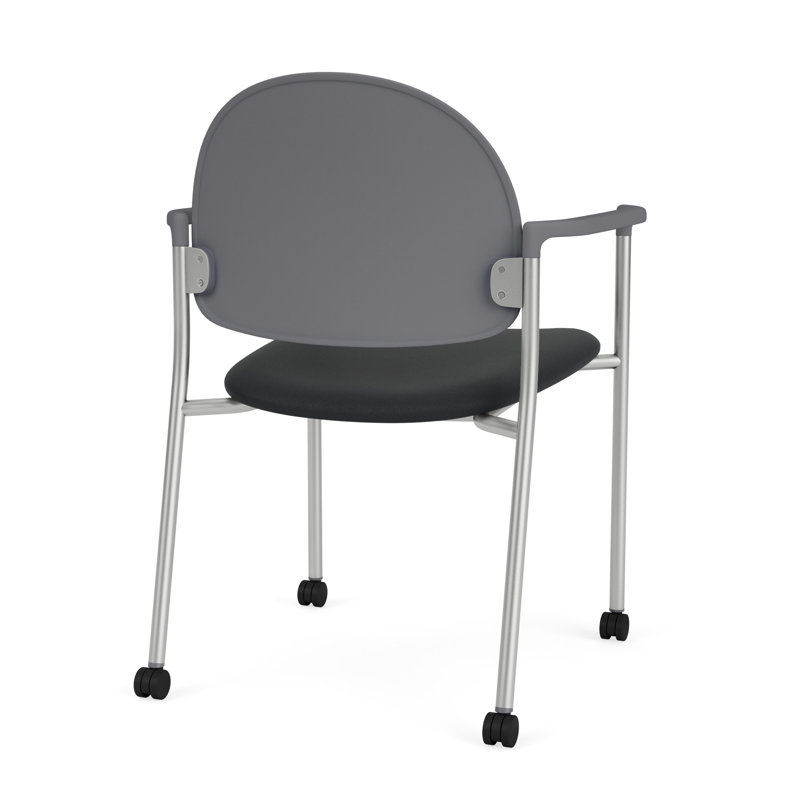 Chaise d'invité à chat avec roulettes, Argent, Modena Graphite / Flint Grey Poly
