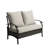 Charron Metal Outdoor Loveseat with Cushions and Wicker Decor-1178673492