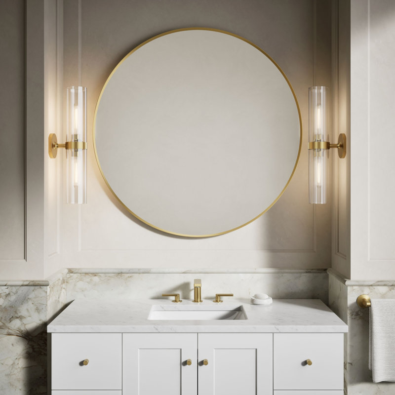 Miroir de salle de bain Essential, Doré brossé moderne, H 42 po x l 42 po x P 1,38 po