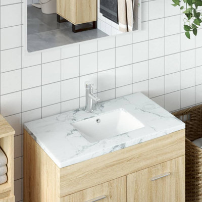 Belfry Bathroom Giang White Ceramic Rectangular Sink with Overflow
