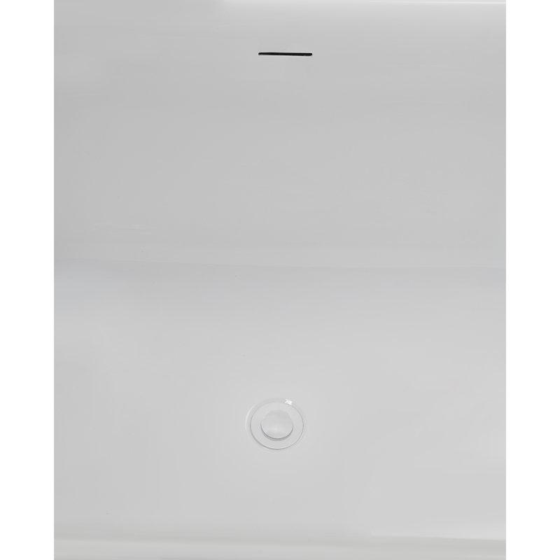 Baignoire autoportante 67 "avec drain interne Streamline, Blanc lustré