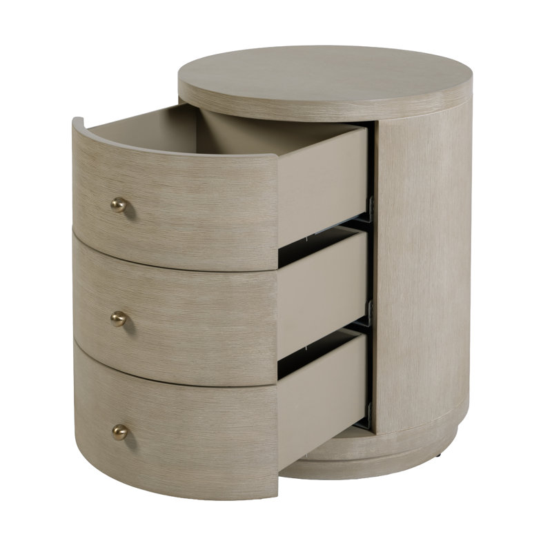 Table de bout ronde à 3 tiroirs en bois l 22 po Celine, taupe antique, Taupe antique