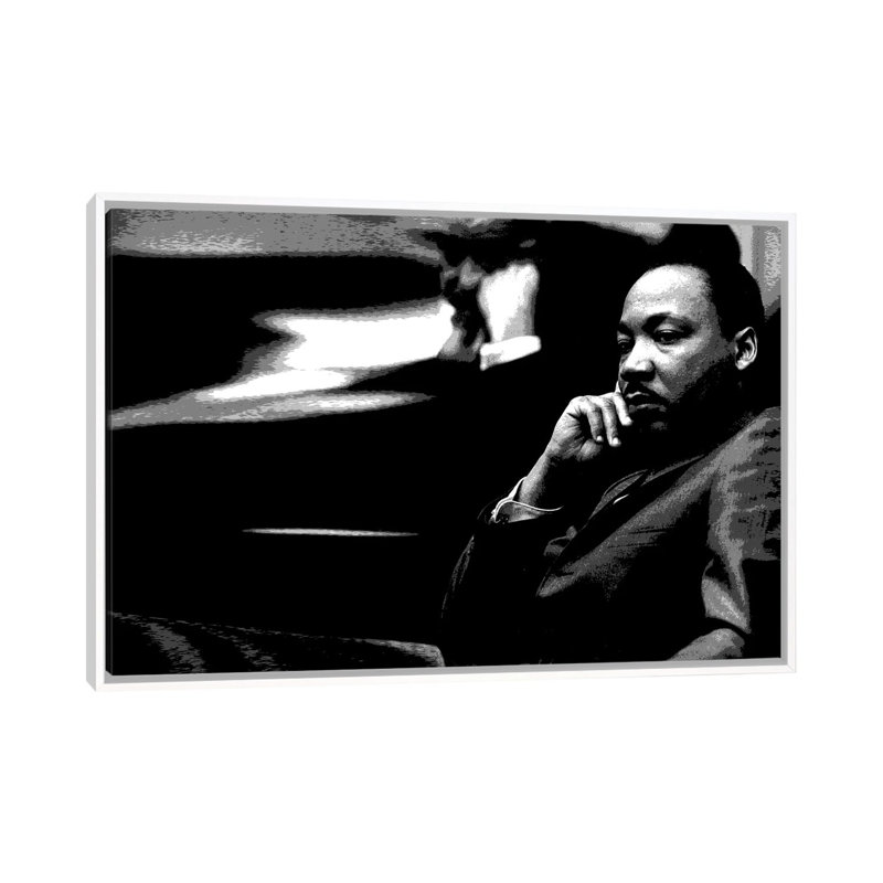 Martin Luther King - reproduction de photo, H 40 po x l 60 po x 1,5 po, Toile blanche encadrée