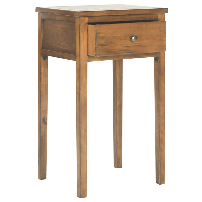 Joanna Solid Wood End Table with Storage, Brown